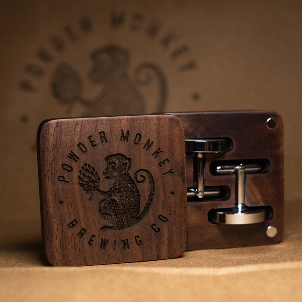 Craft Brewery Silver Cuff Links in Wooden Box