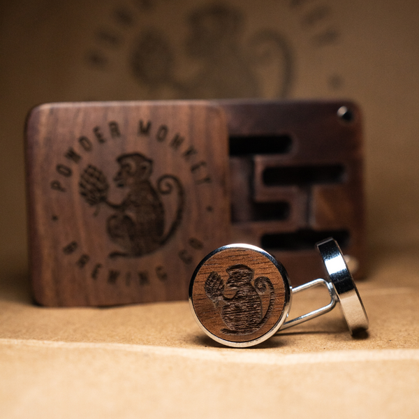Craft Brewery Silver Cuff Links in Wooden Box