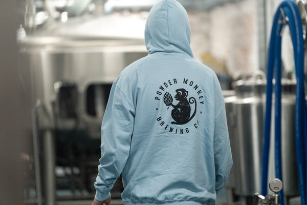 Powder Monkey Brewing - Pale Blue Hoodie - £5 from each purchase donated