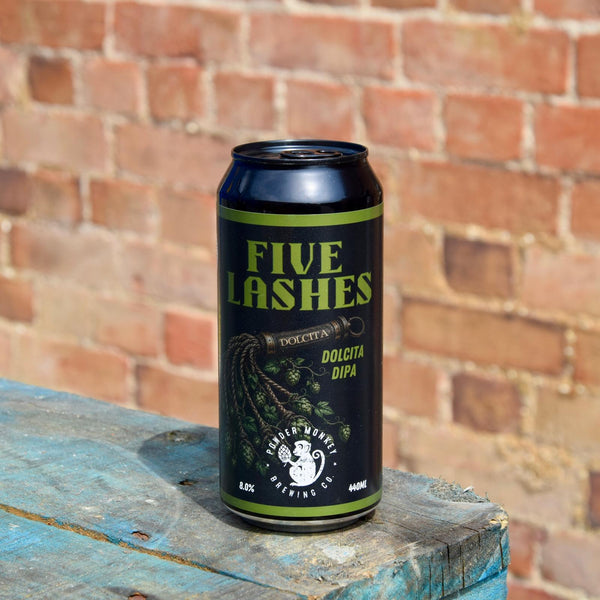 A can of Five Lashes Doclita Dipa beer.